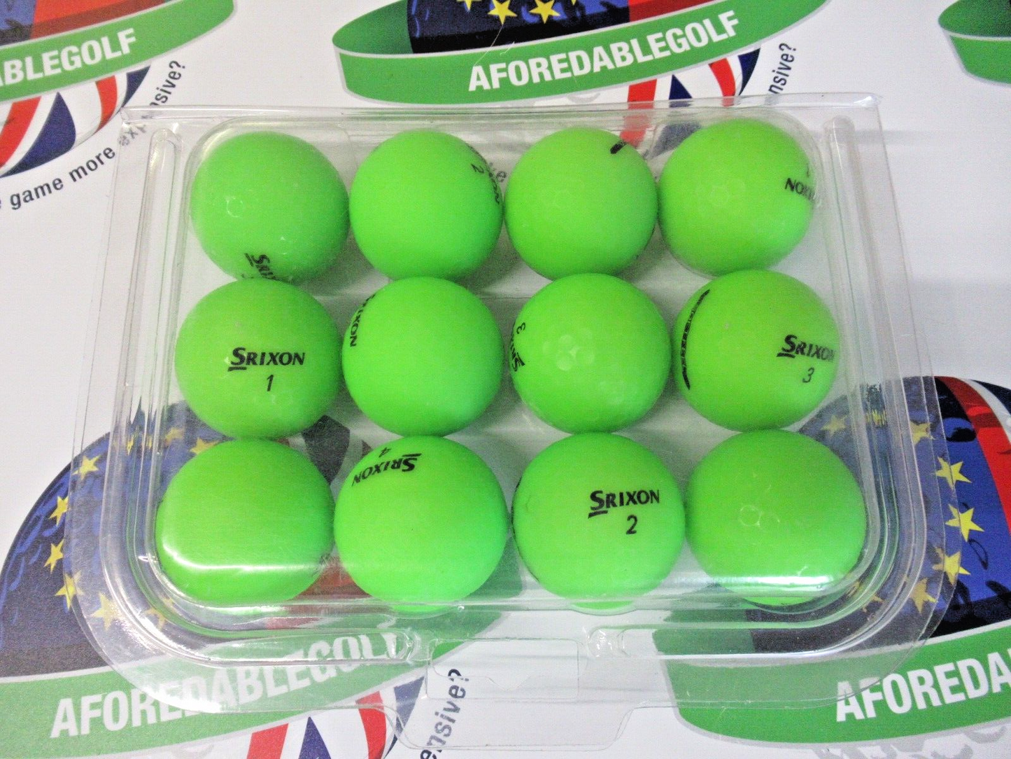 12 srixon soft feel matte finish green golf balls pearl/pearl 1 grade