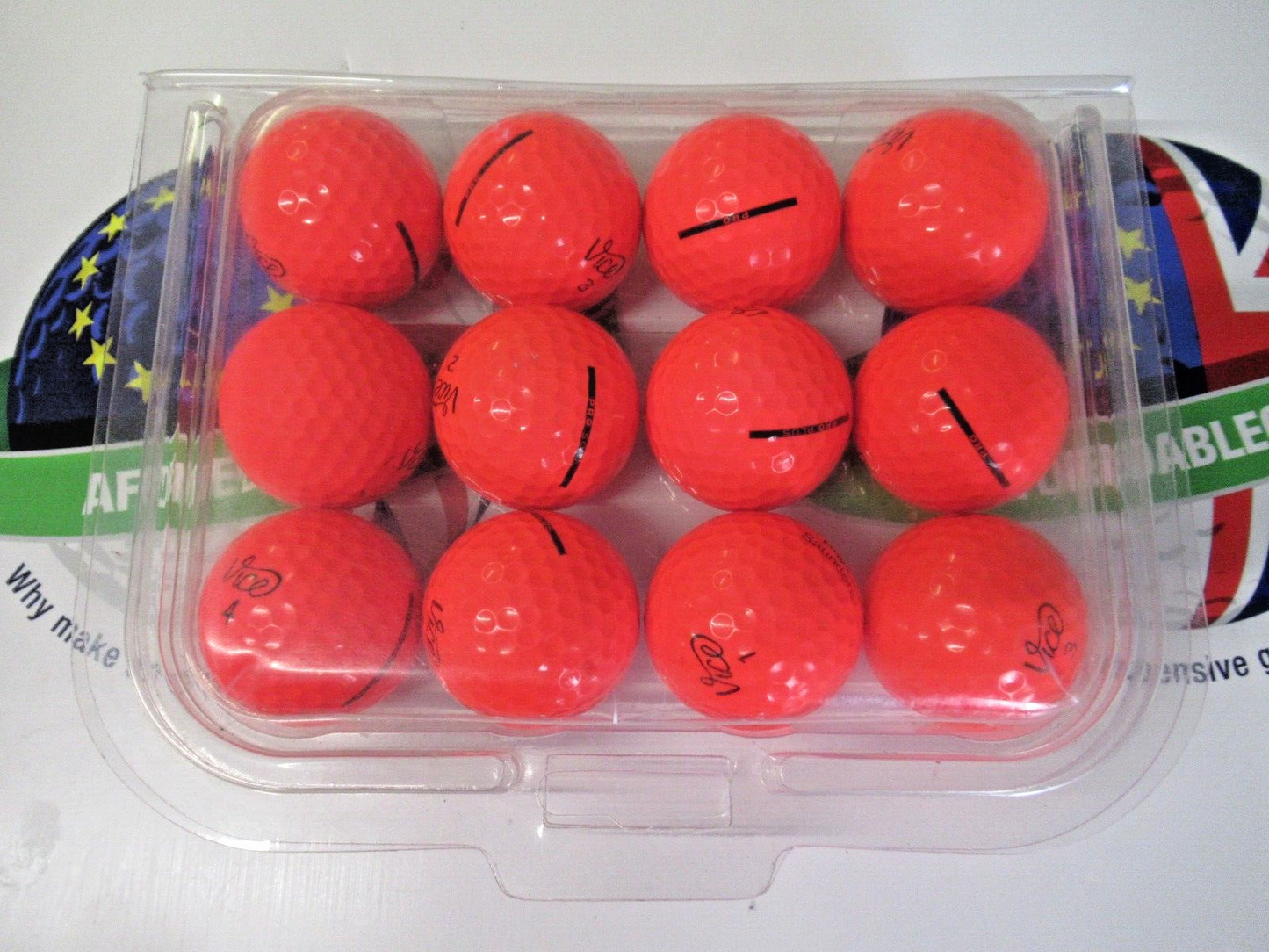 12 vice pro neon pink golf balls pearl/pearl 1 grade