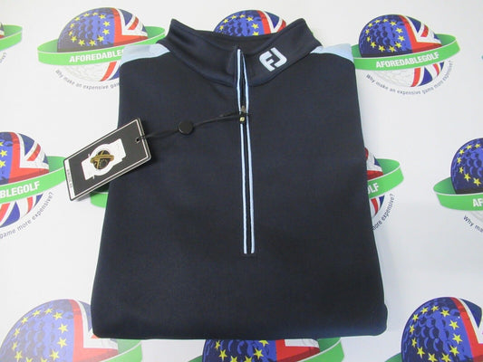 footjoy woven yoke chill out 1/2 zip pullover navy/sky blue uk size large