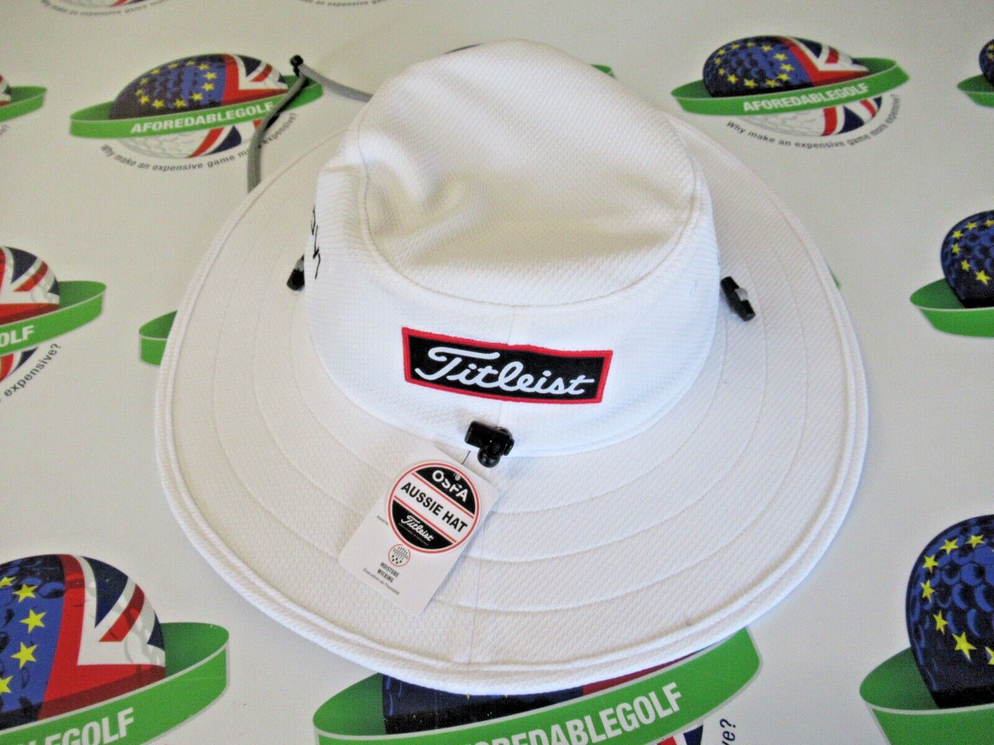 titleist tour aussie hat white blocks thew sun upf 50+ one size fits all