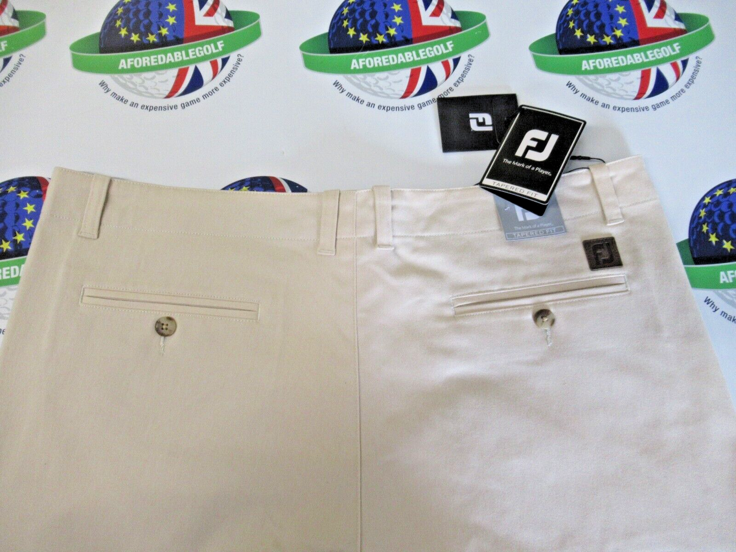 footjoy performance tapered fit chino trousers stone waist 38" x leg 34"