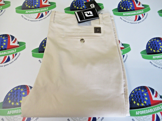 footjoy performance tapered fit chino trousers stone waist 38" x leg 32"