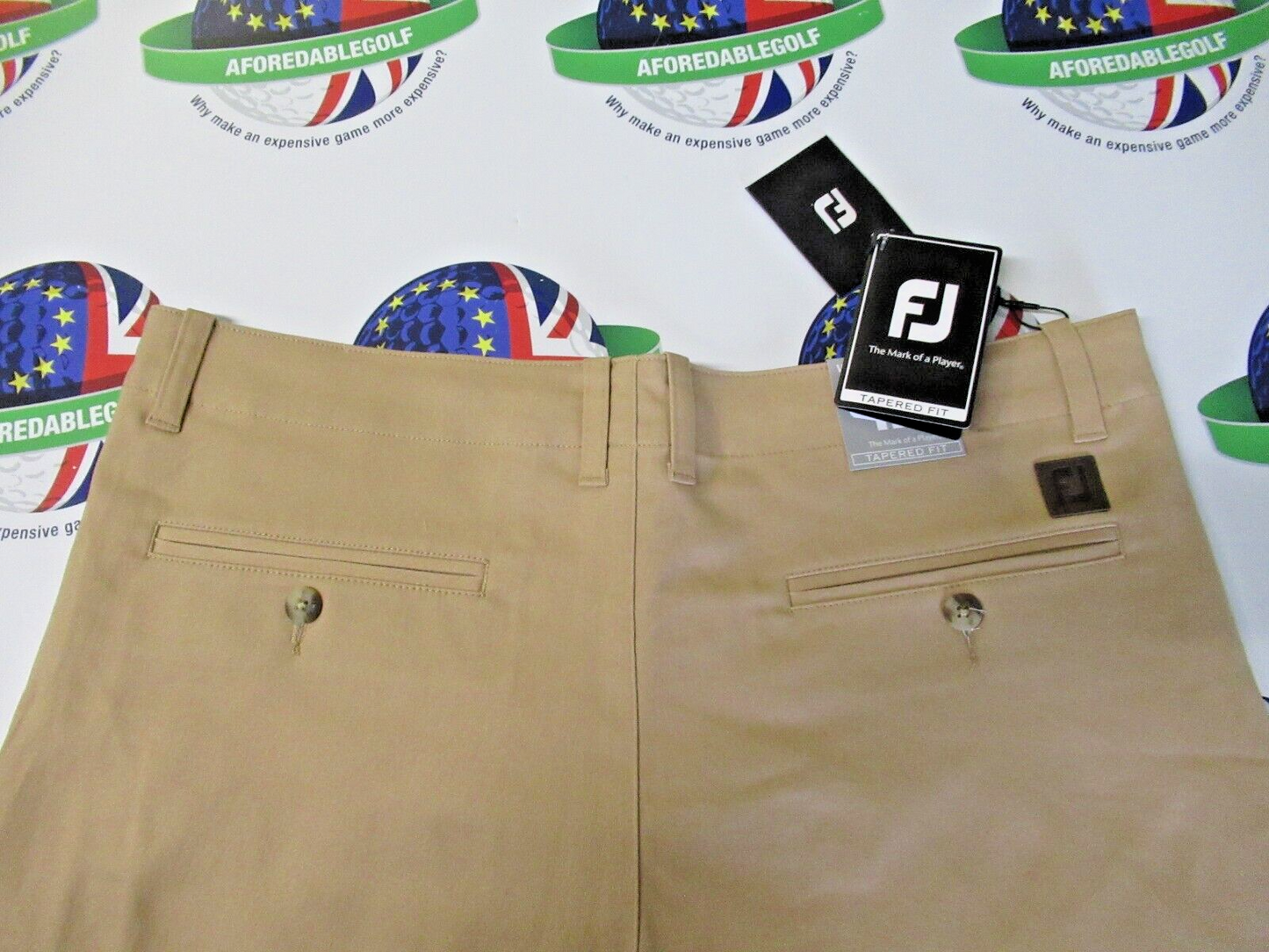 footjoy performance tapered fit chino trousers tan waist 36" x leg 32"