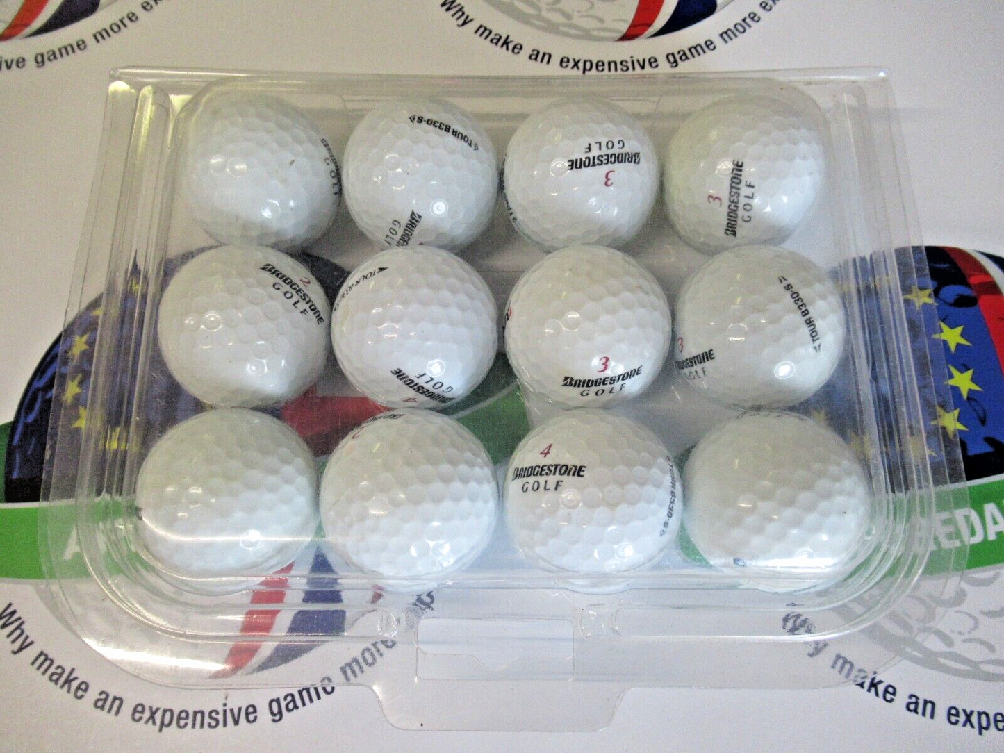 12 bridgestone tour b330-s white golf balls pearl/pearl 1 grade