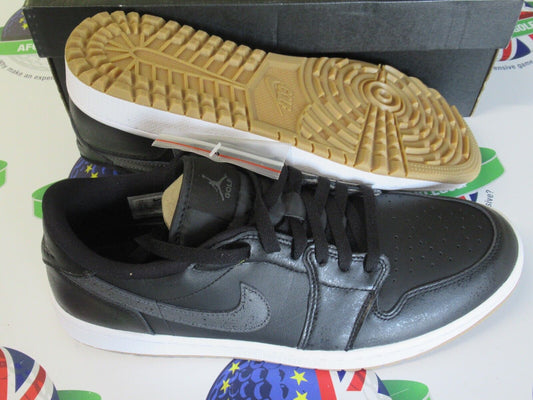 nike air jordan 1 low g golf shoes black/anthracite-gum med brown uk size 9