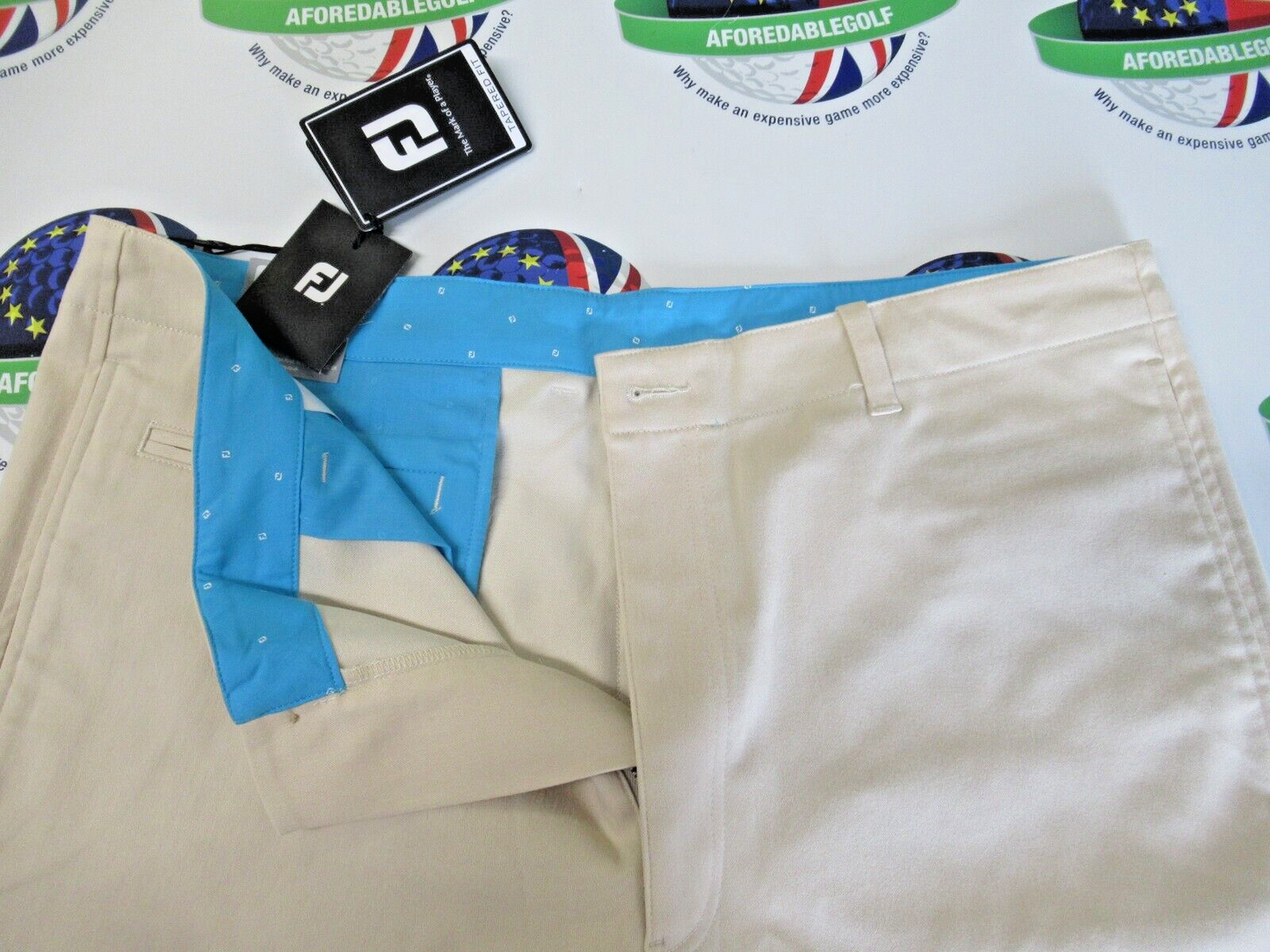 footjoy performance tapered fit chino trousers stone waist 38" x leg 32"