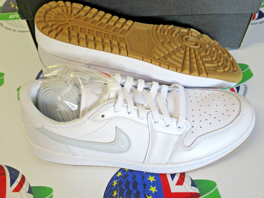 nike air jordan 1 low g golf shoes white/pure platinum uk size 10