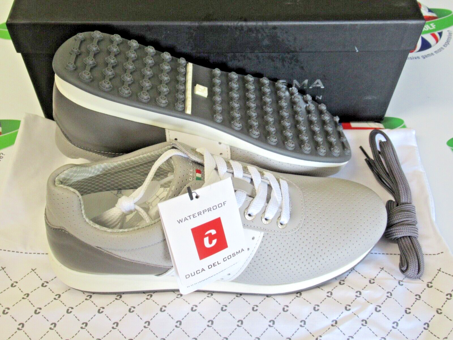 duca del cosma italian leather belair golf shoes grey/dark grey/white uk size 11