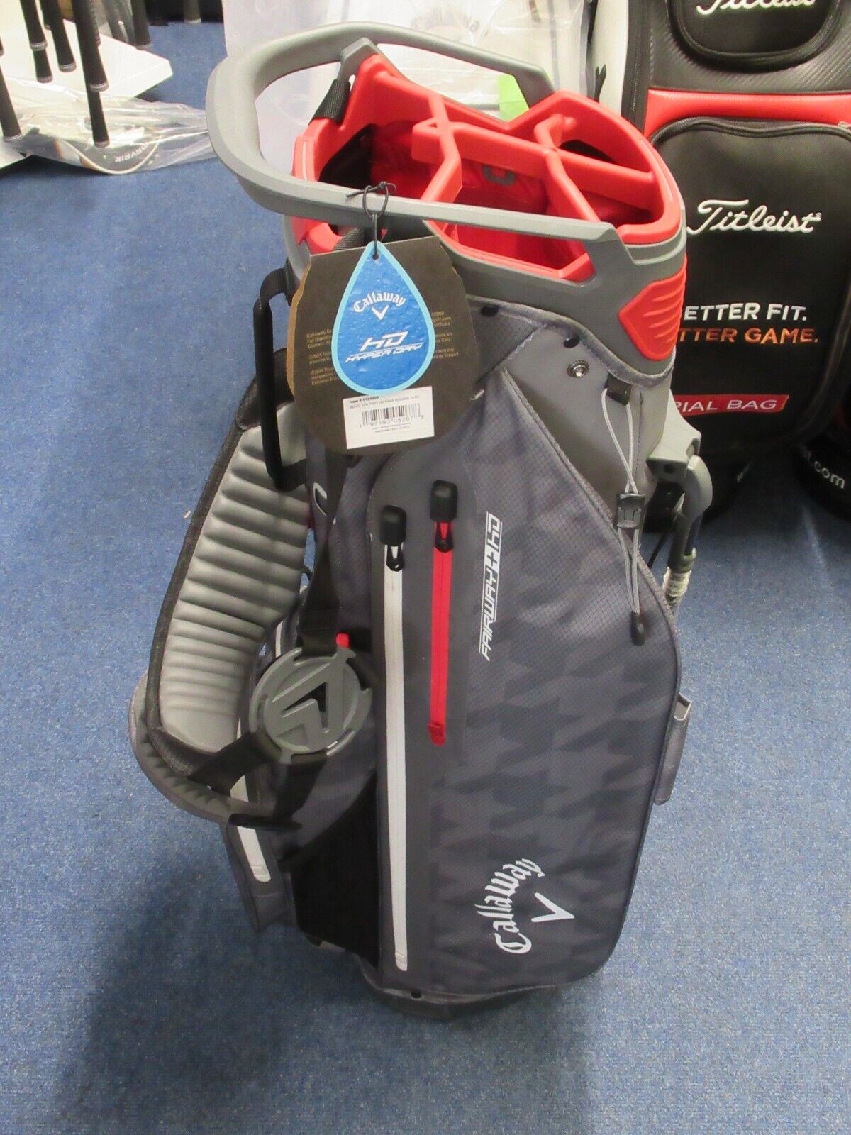 new callaway golf fairway + hyper dry waterproof stand bag charcoal grey/red