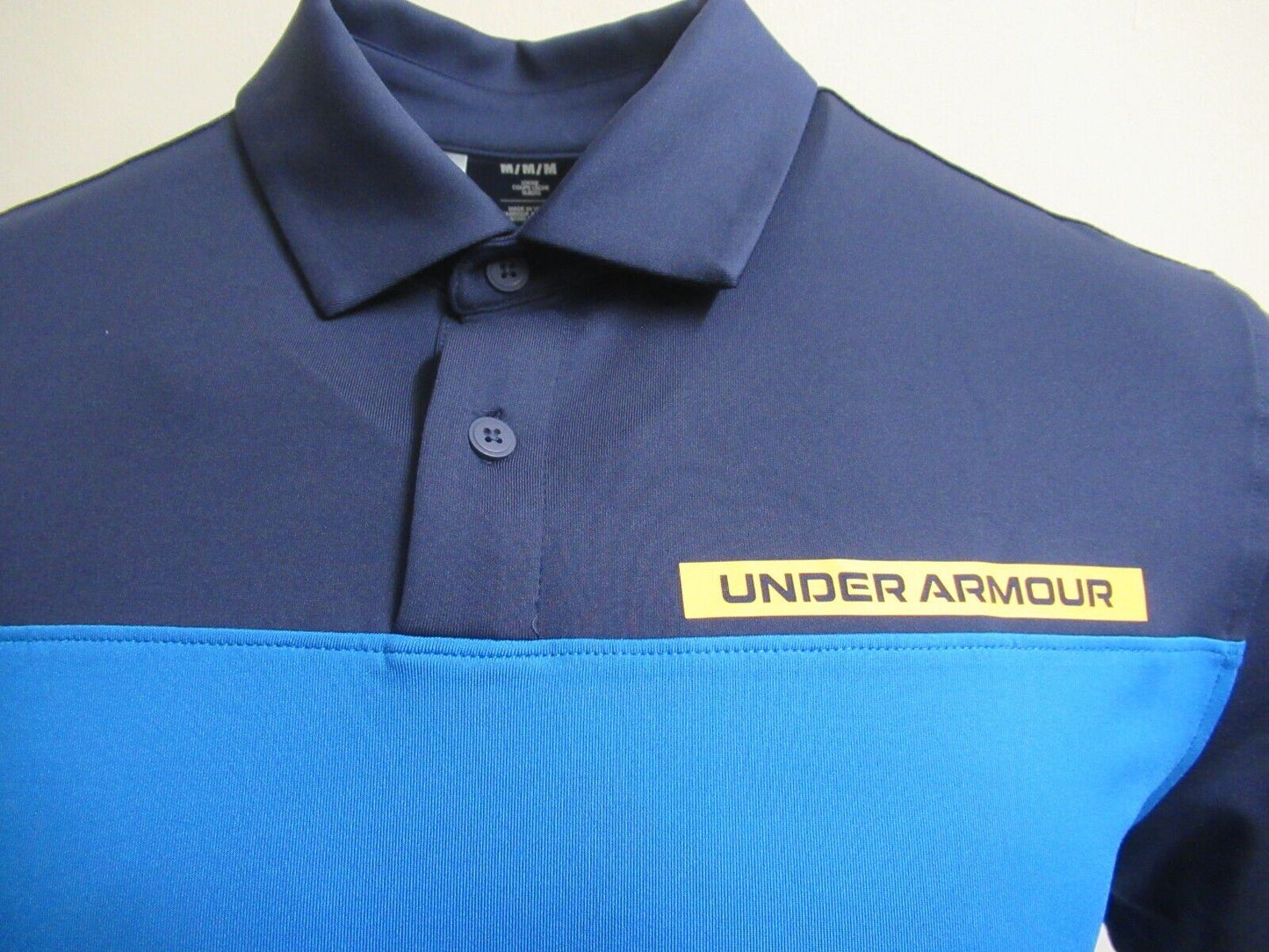 under armour t2g color block loose fit polo shirt royal blue/navy uk size medium