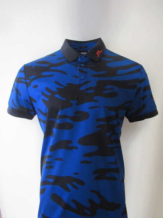 j.lindeberg tour tech regular fit print polo shirt neptune nautical blue xl