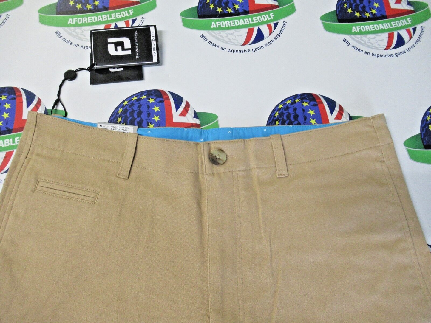 footjoy performance tapered fit chino trousers tan waist 36" x leg 32"