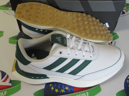 adidas s2g sl leather 24 golf shoes white/green/cream/gum uk size 7.5 medium