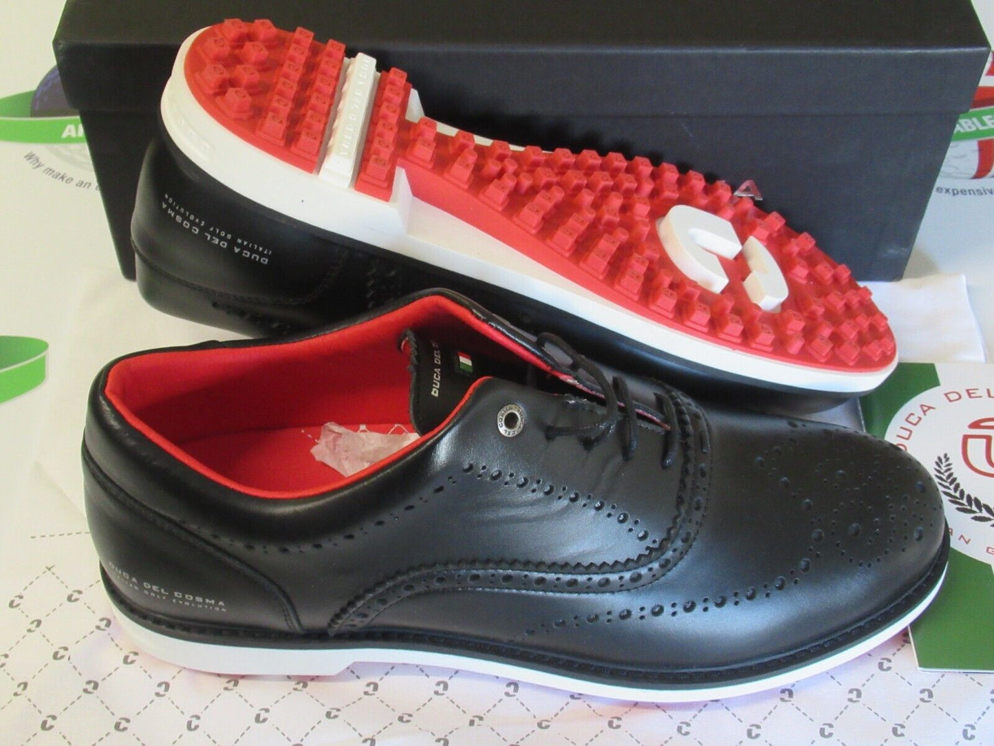 duca del cosma italian leather churchill golf shoes black uk size 11