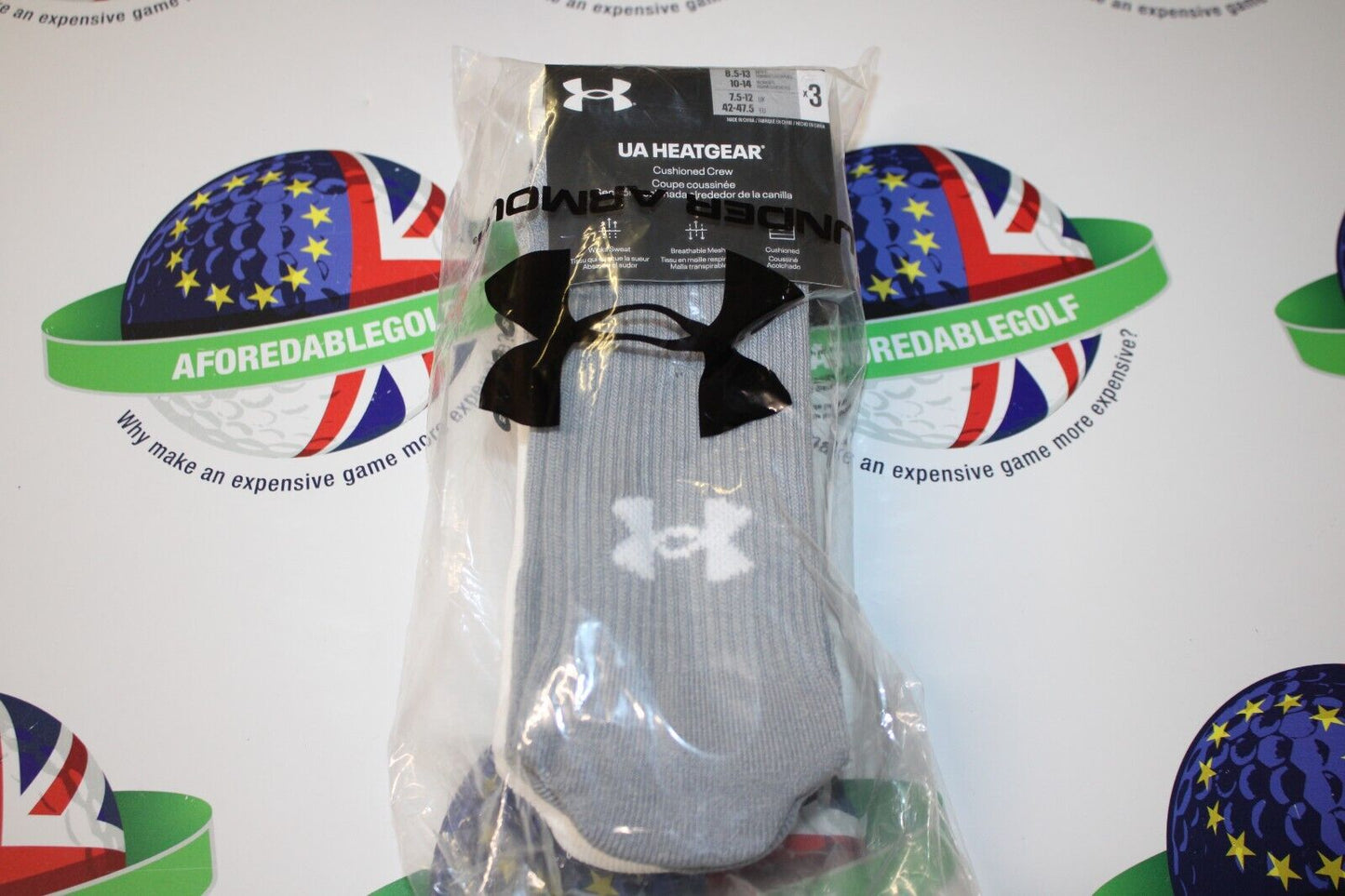 under armour heatgear cushioned crew socks multi 3 pairs uk size large 7.5-12