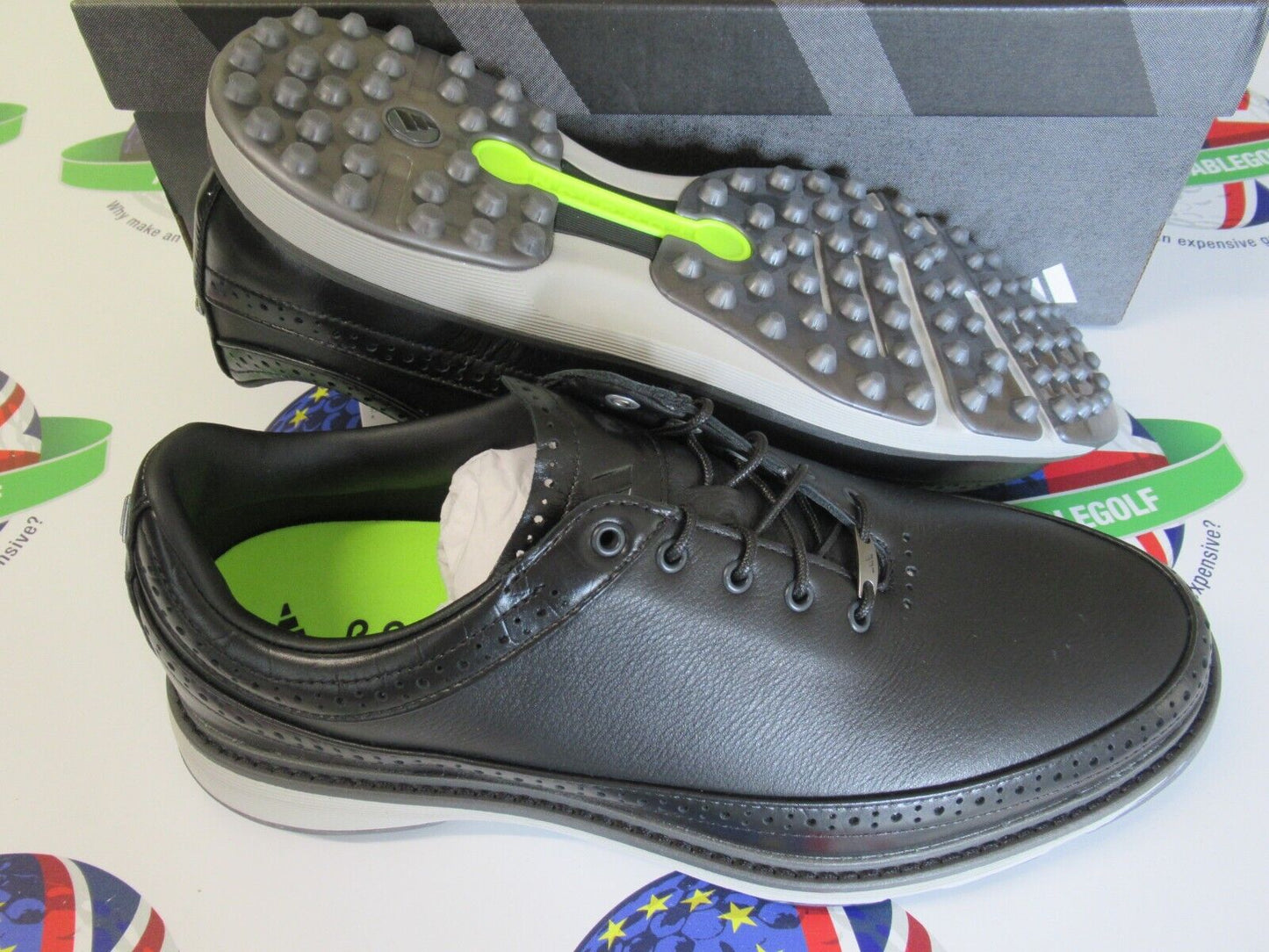 adidas mc80 black leather waterproof golf shoes uk size 10 medium