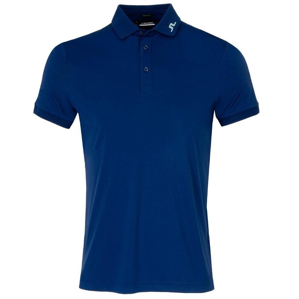 j.lindeberg kv regular fit print polo shirt estate blue uk size xl