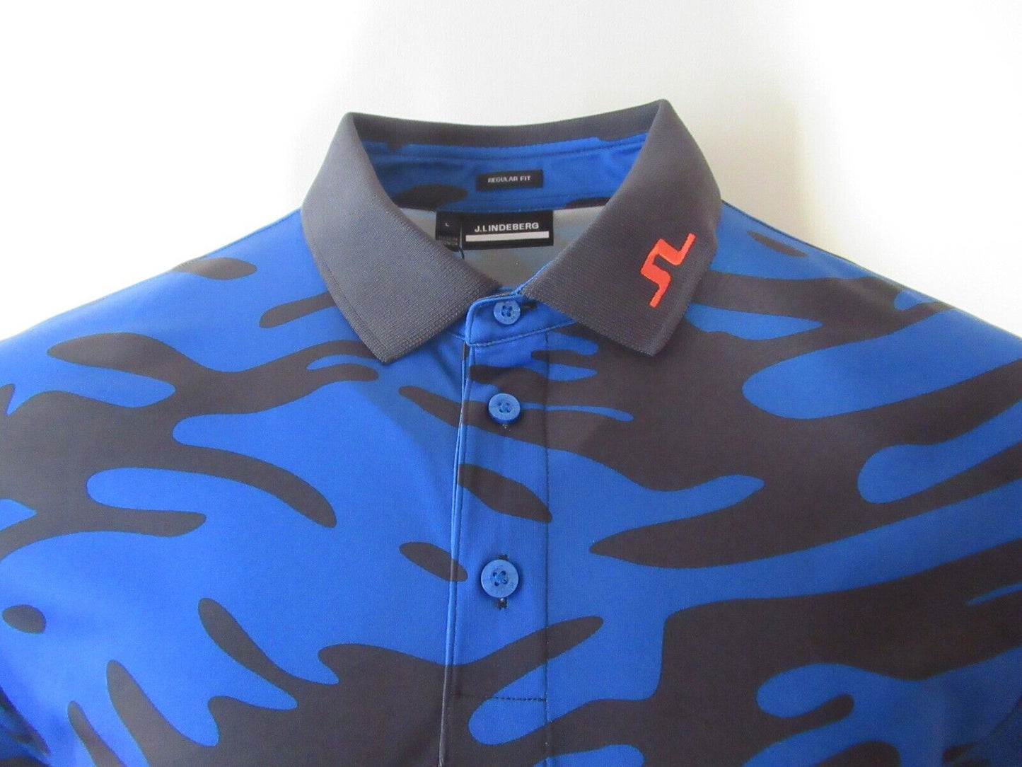 j.lindeberg tour tech regular fit print polo shirt neptune nautical blue large