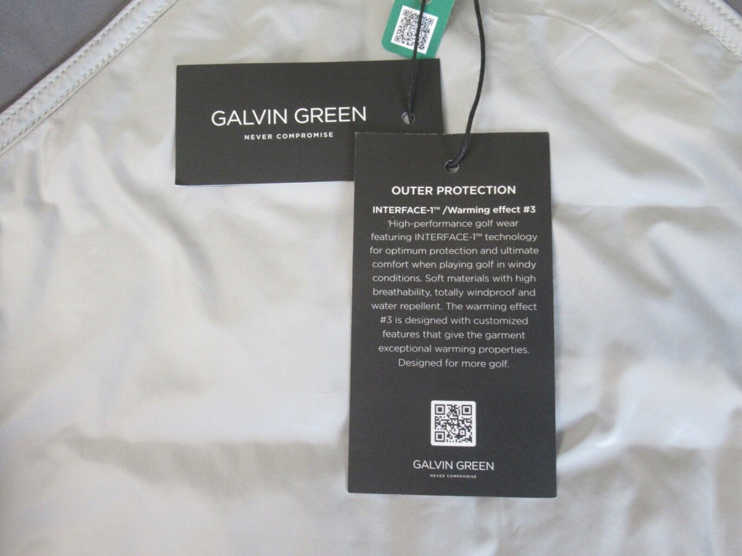 galvin green leonard full zip windproof jacket cool grey/white uk size xl