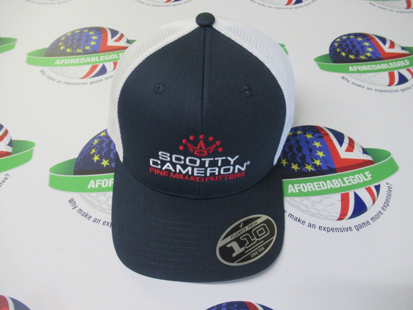 Scotty Cameron Cap - Crown Stacked - Flexfit Mesh Trucker - Navy/White