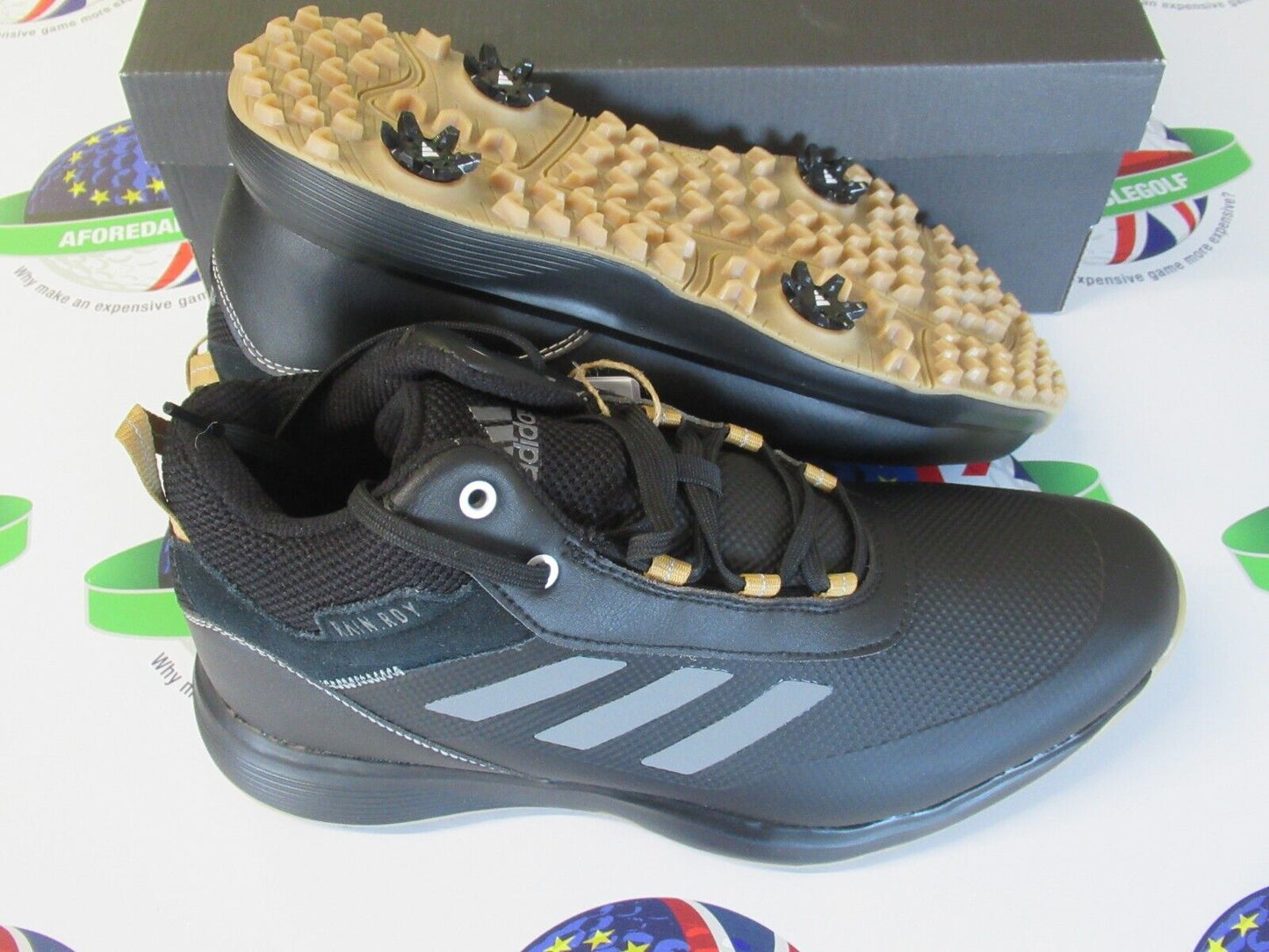 adidas s2g mid spiked waterproof golf shoes black/grey/gum uk size 9.5 wide