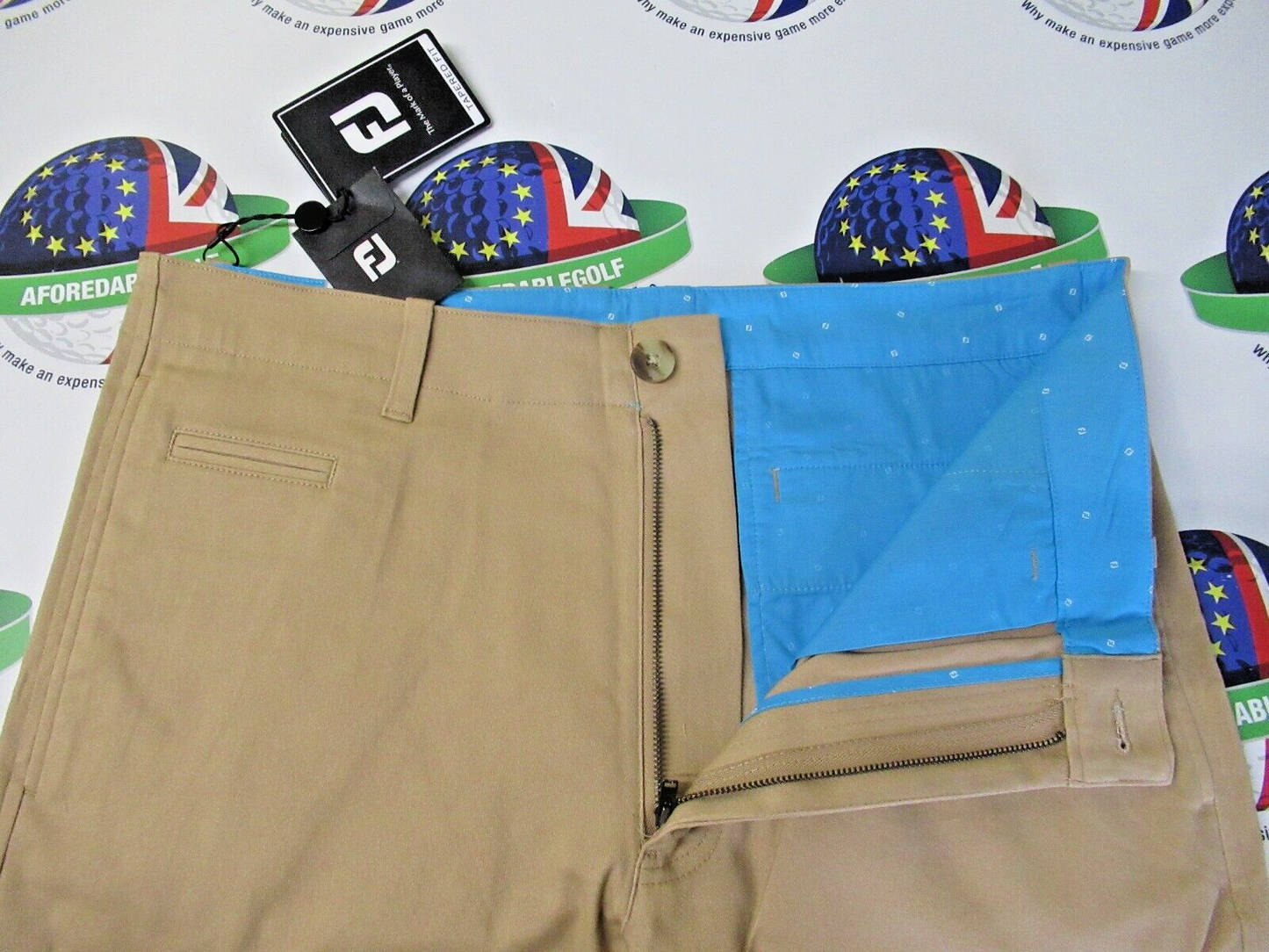 footjoy performance tapered fit chino trousers tan waist 36" x leg 32"