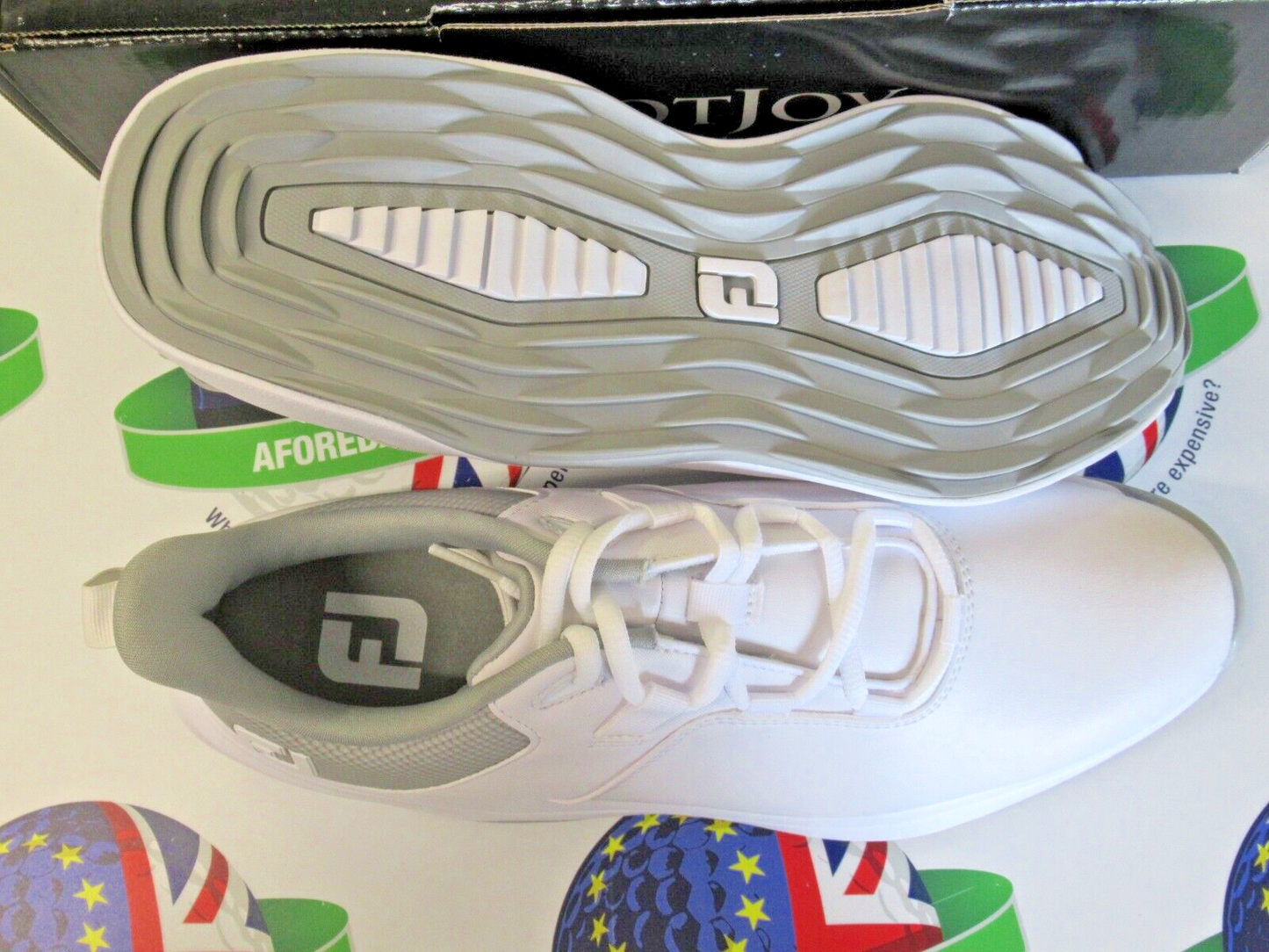 footjoy prolite waterproof golf shoes white/grey uk size 9.5 medium 56924k