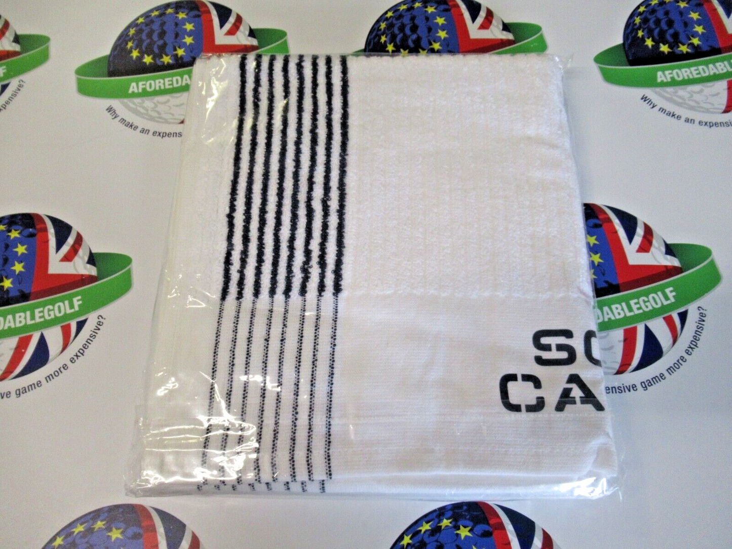 scotty cameron limited edition vintage caddy towel 22" x 45" white/navy