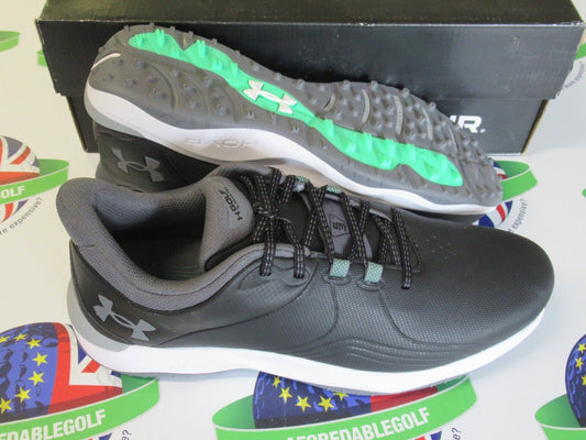 under armour drive pro sl wide golf shoes black/white/grey/green uk size 11