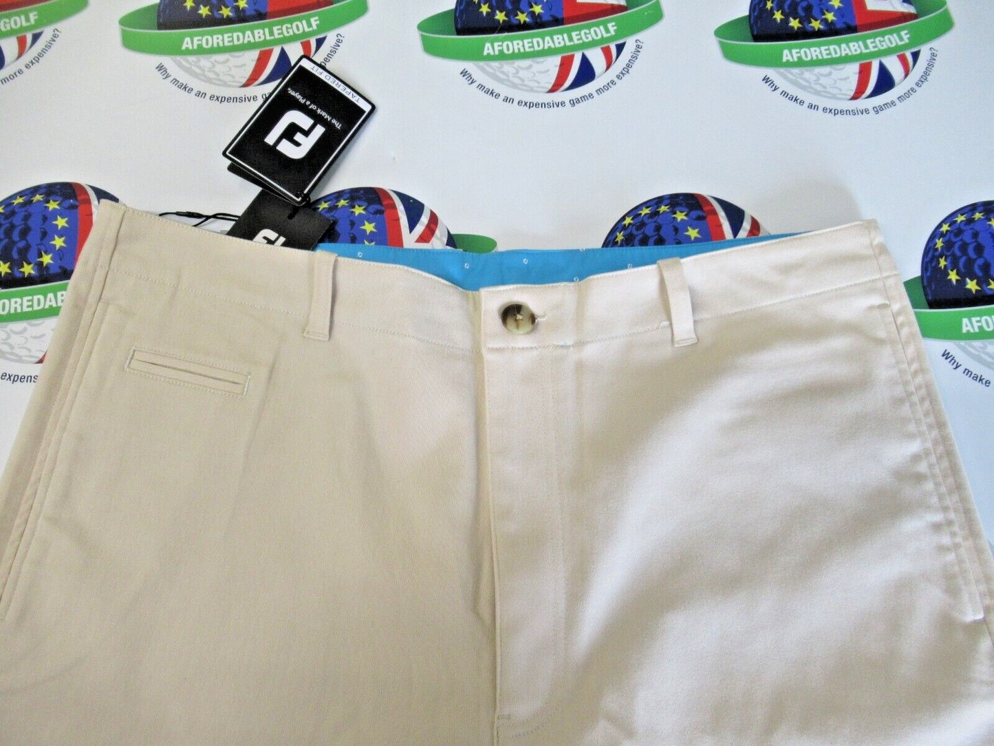 footjoy performance tapered fit chino trousers stone waist 40" x leg 32"