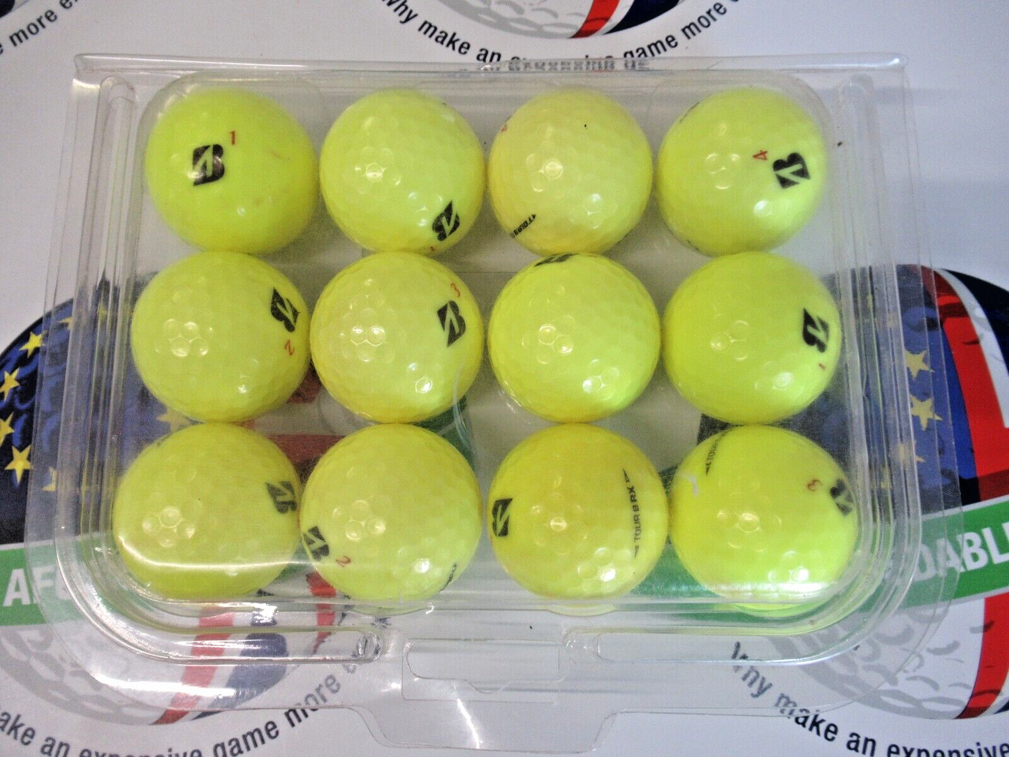 12 bridgestone tour b rx optic yellow golf balls pearl/pearl 1 grade