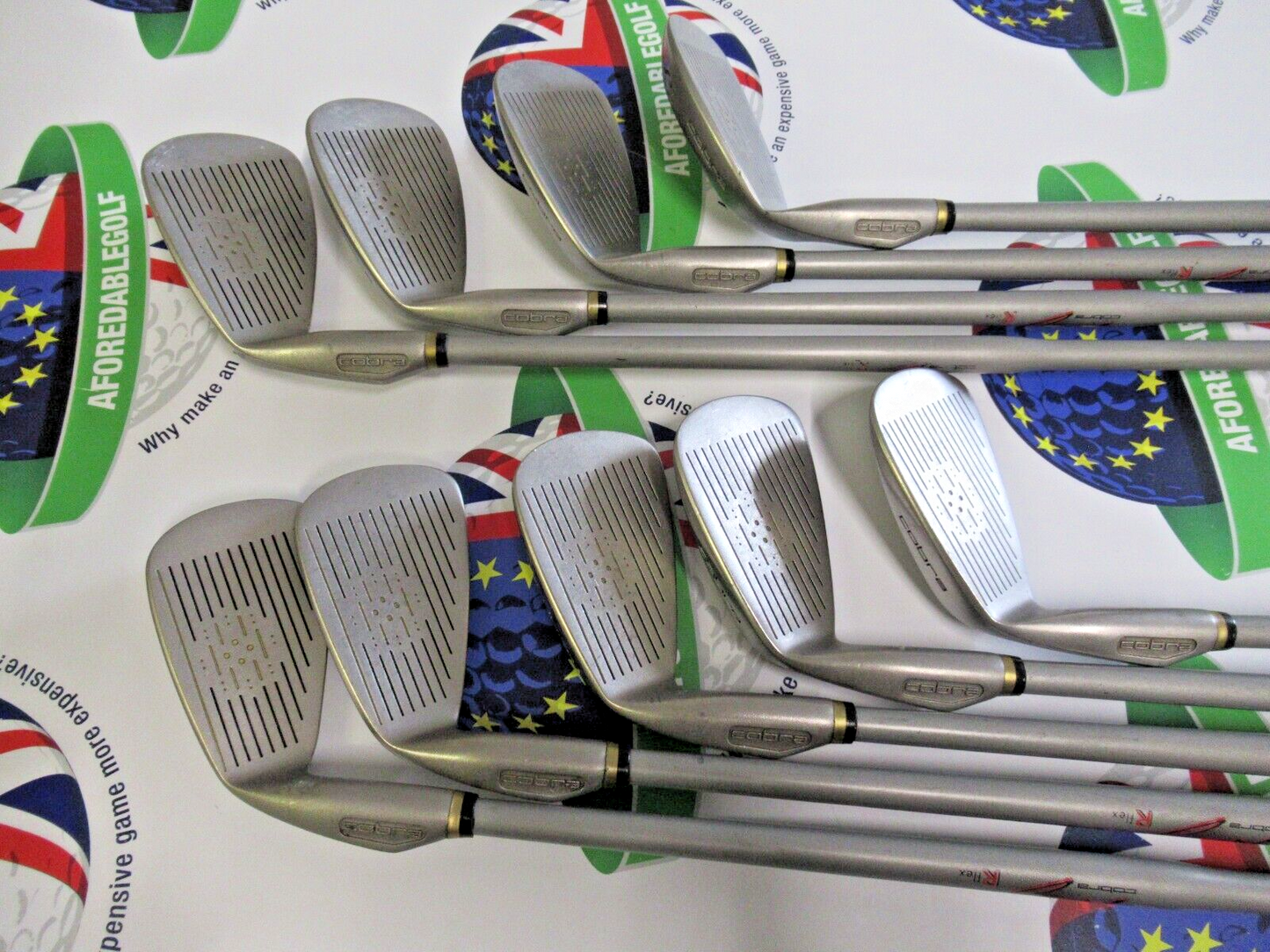 used cobra II oversize iron set 3-pw + sw iq system graphite shafts regular flex