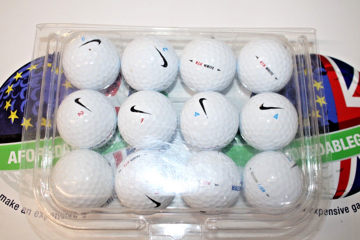 12 nike rzn white golf balls pearl/pearl 1 grade