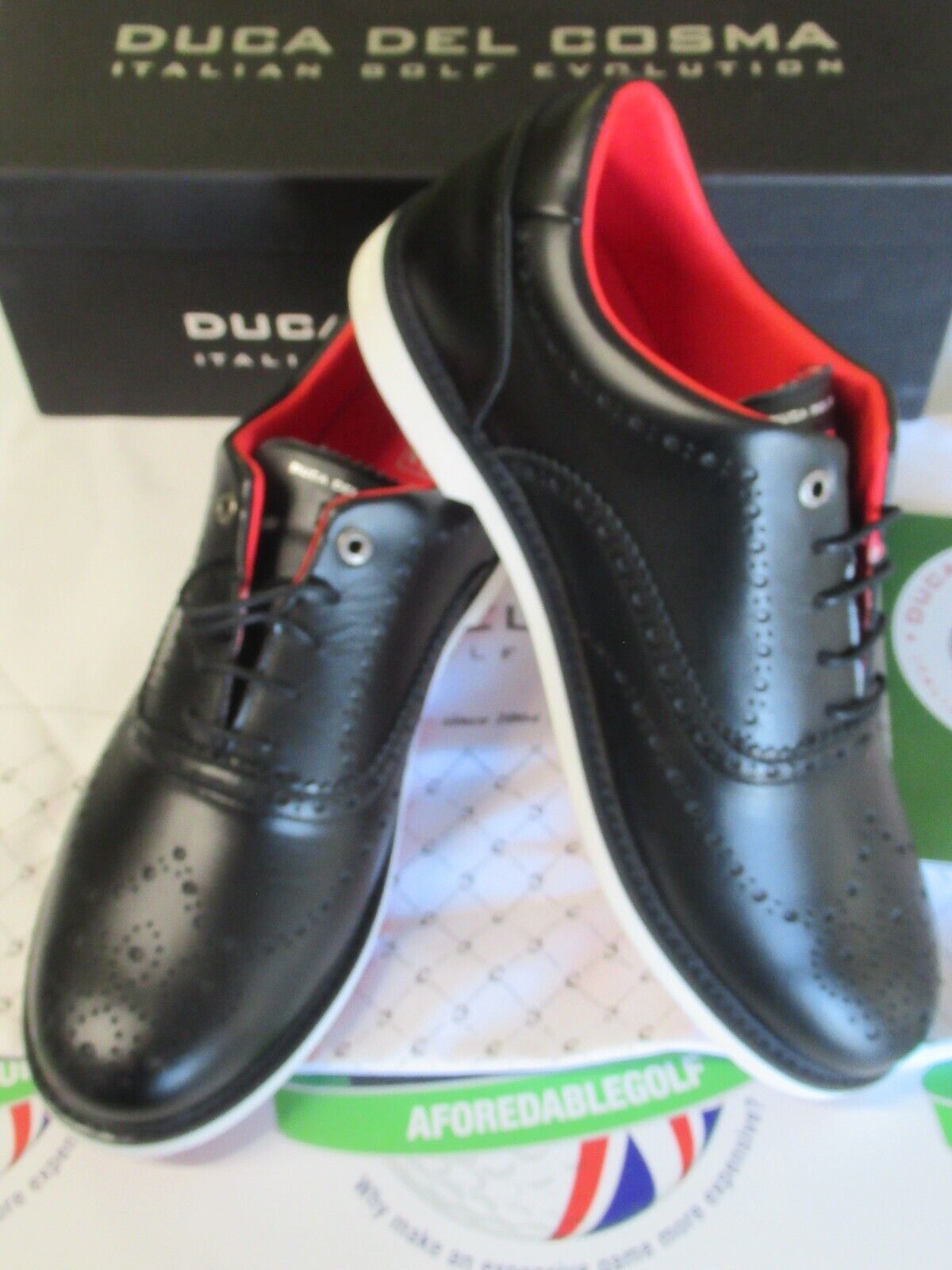 duca del cosma italian leather churchill golf shoes black uk size 9