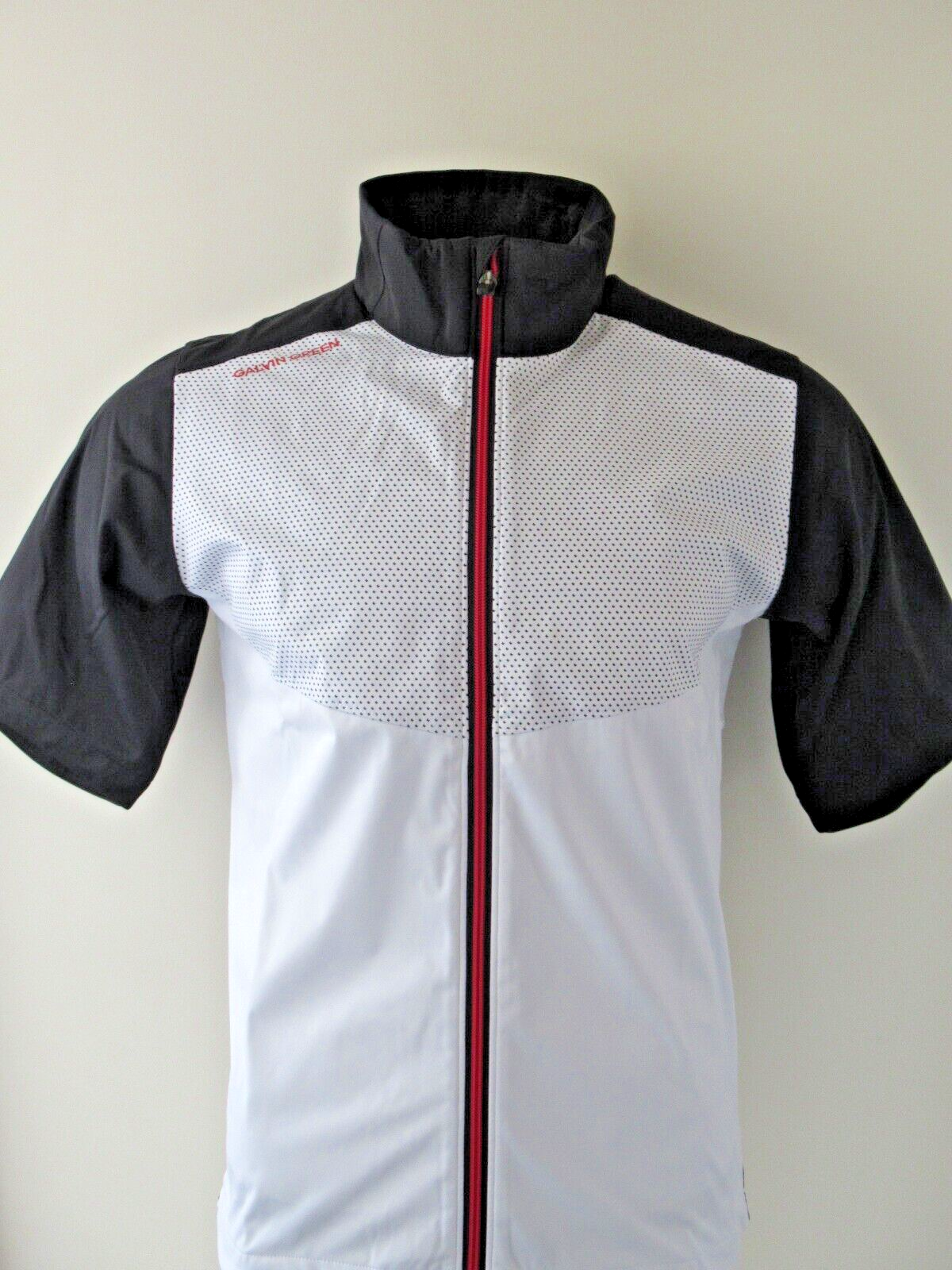 galvin green livingston full zip short sleeve windproof top wht/blk/red small