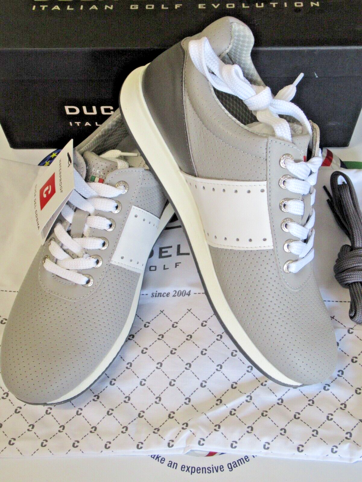 duca del cosma italian leather belair golf shoes grey/dark grey/white uk size 6