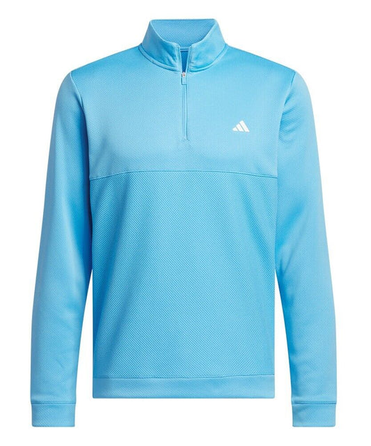 adidas golf textured 1/4 zip pullover semi blue burst uk size large