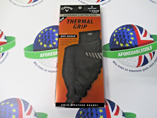 callaway thermal grip winter black cold weather gloves medium pair