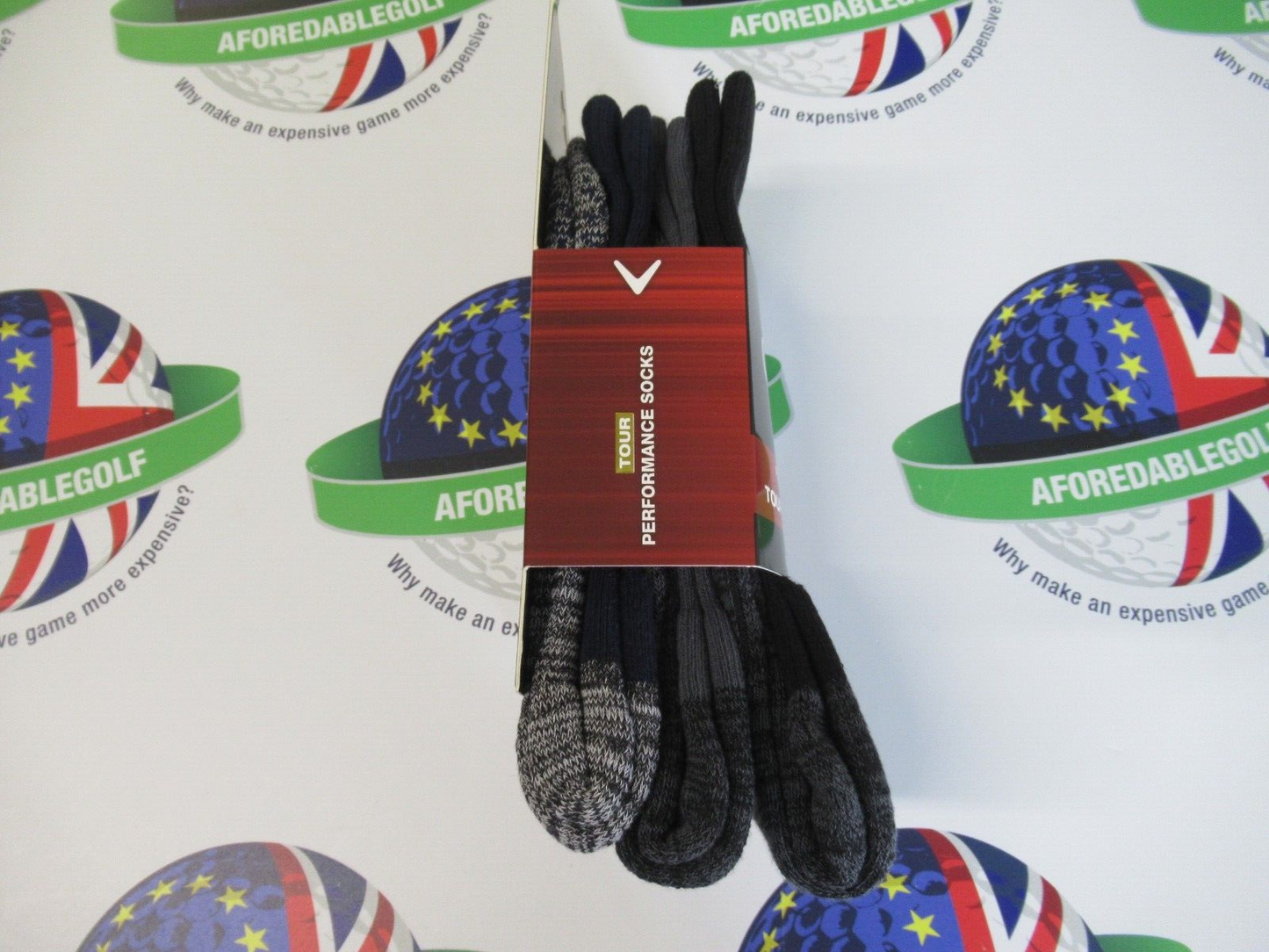 callaway tour cotton crew performance socks 3 pairs uk sizes 6.5-9 s/m