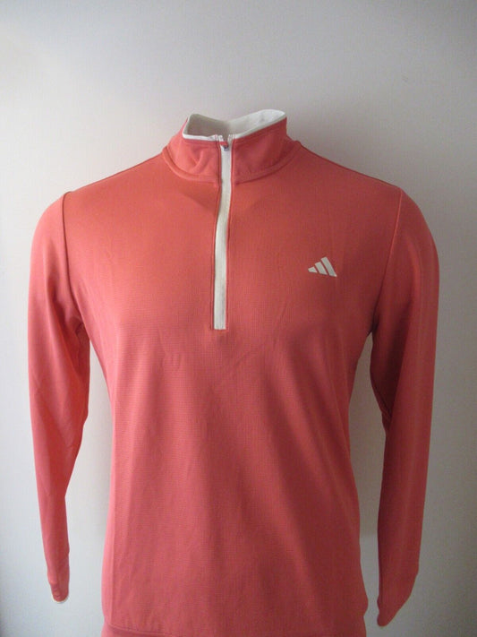 adidas core lightweight 1/4 zip sweater preloved scarlet uk size medium