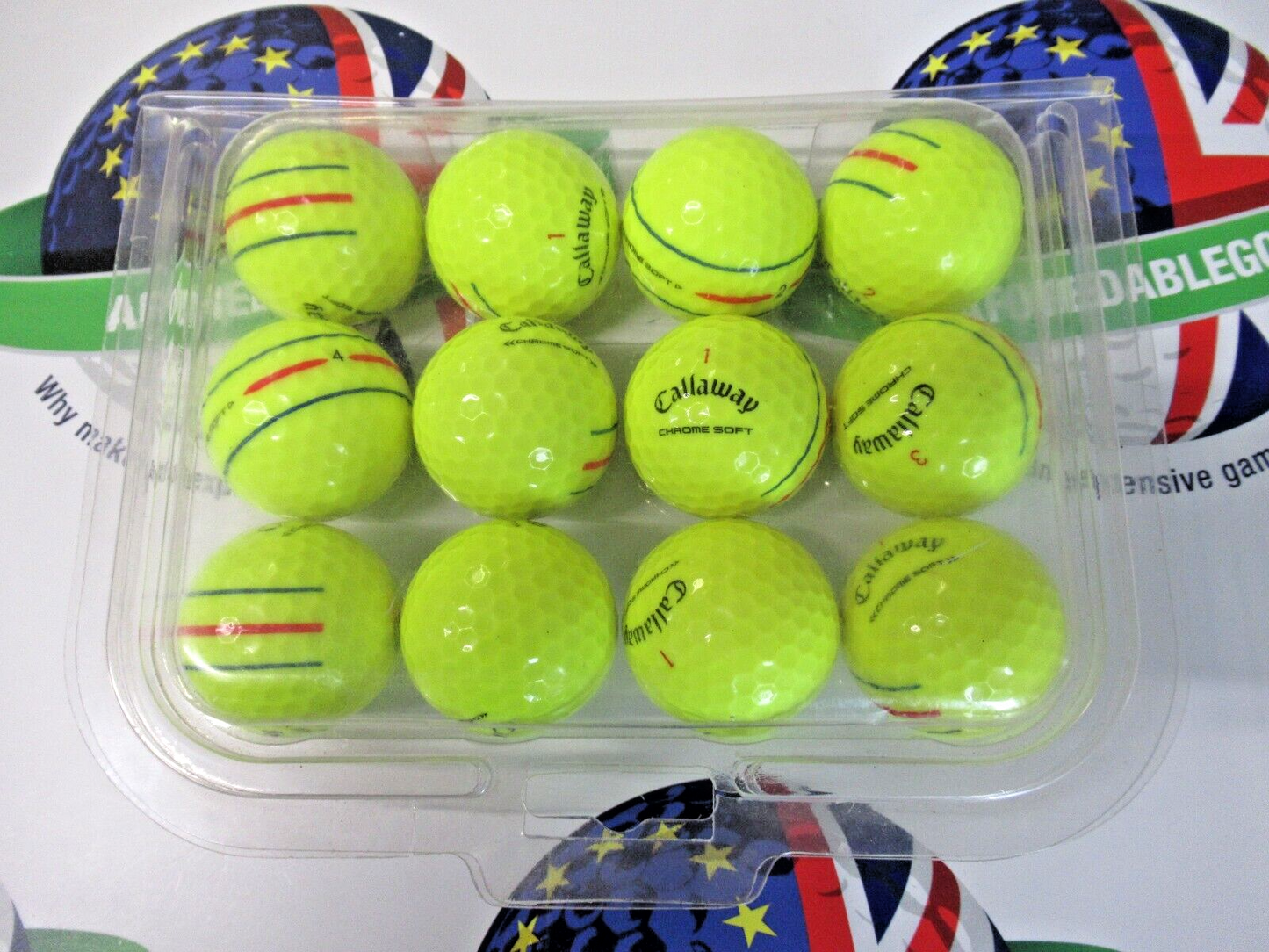 12 callaway chrome soft triple track optic yellow golf balls pearl/pearl 1 grade