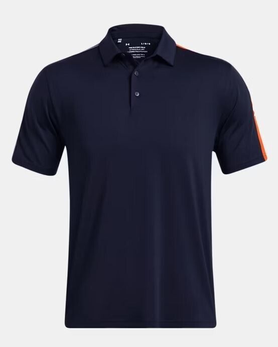 under armour playoff 3.0 striker polo shirt midnight navy/phoenix fire large