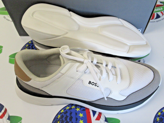 hugo boss dean memx runner shoes white/grey uk size 9