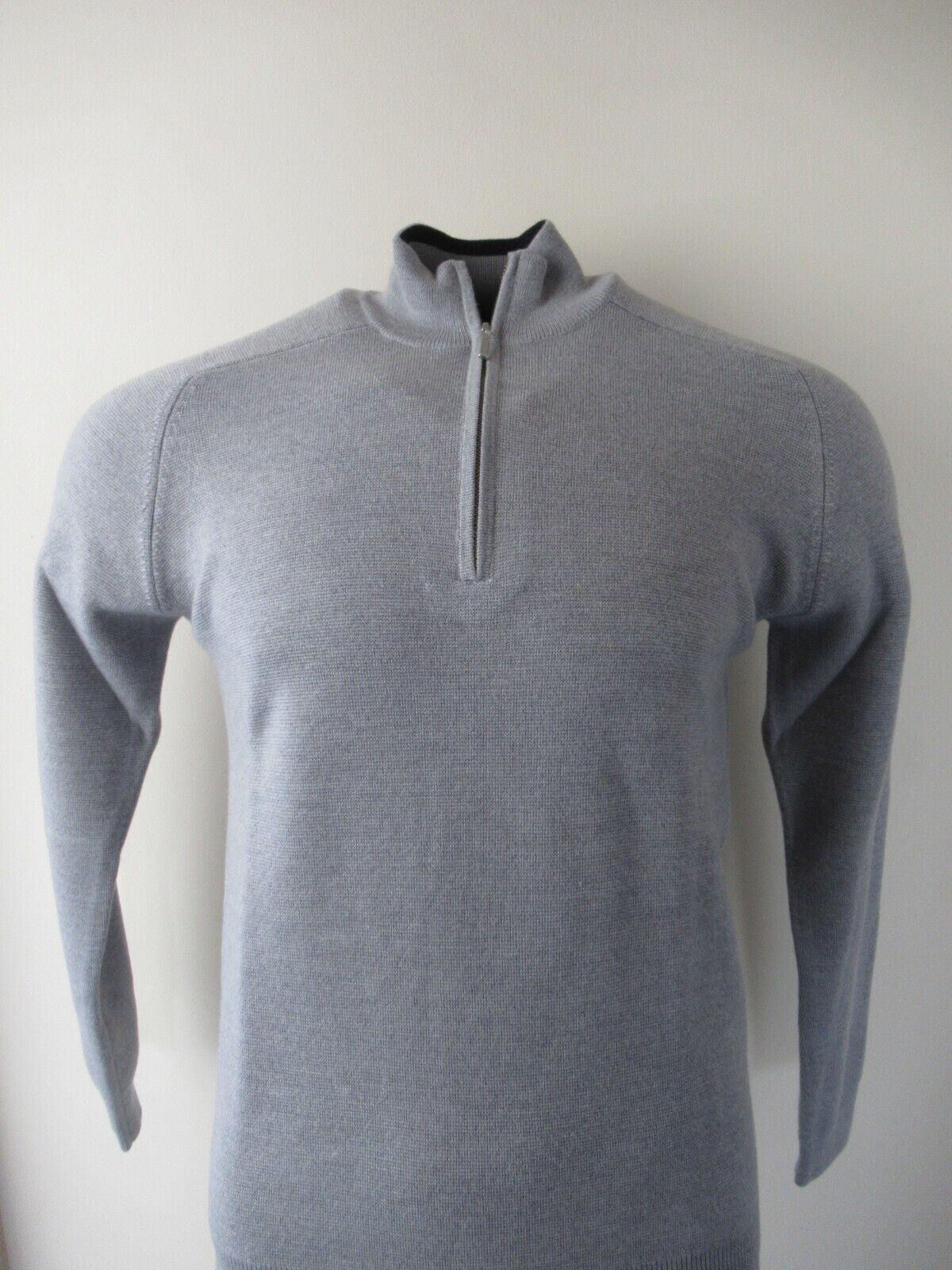 galvin green chester 100% merino wool 1/2 zip sweater grey melange uk size small