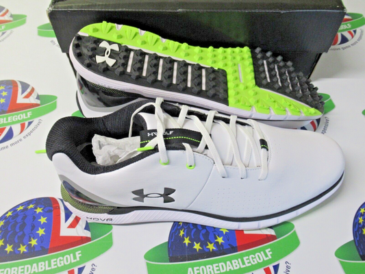 under armour hovr fade 2 sl waterproof golf shoes white/black/yellow uk size 11