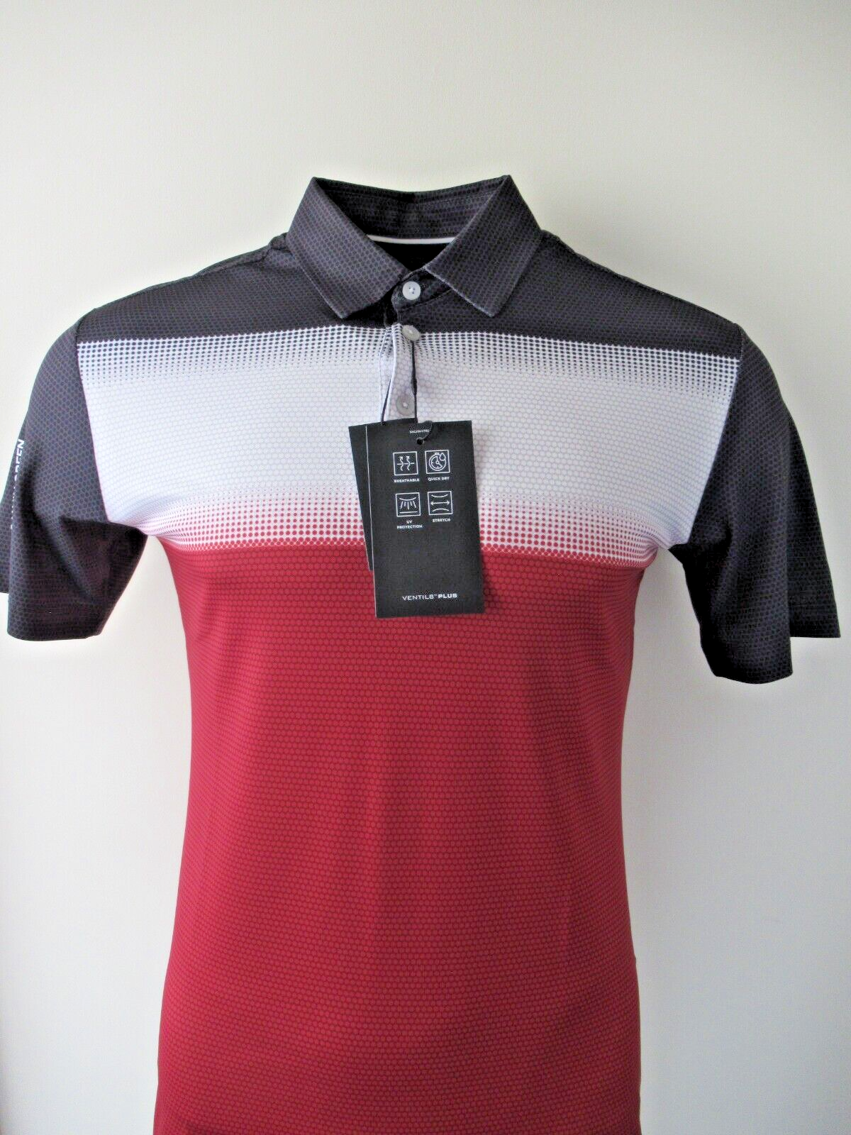 galvin green mo ventil8 plus polo shirt red/white/black uk size small