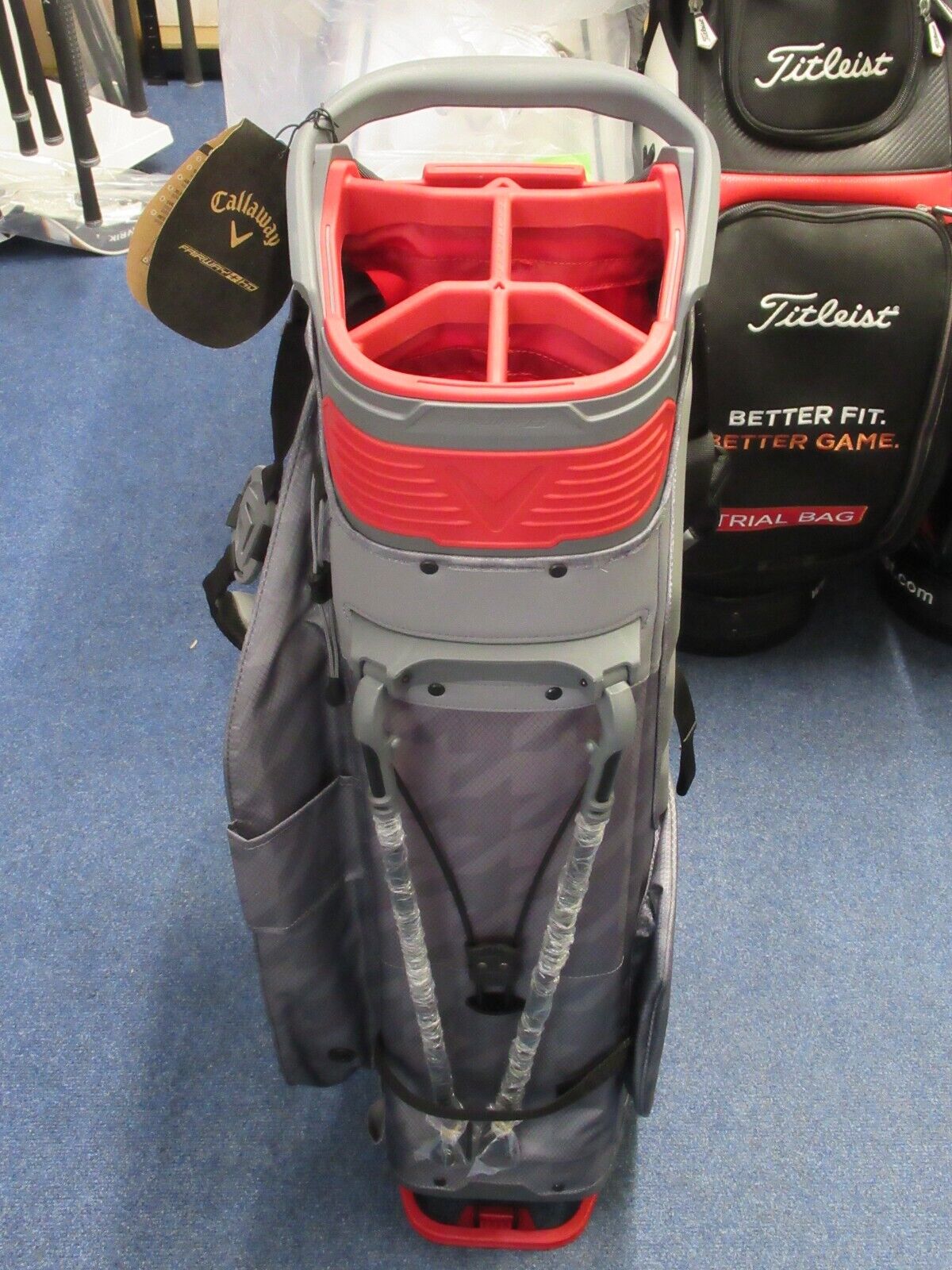 new callaway golf fairway + hyper dry waterproof stand bag charcoal grey/red