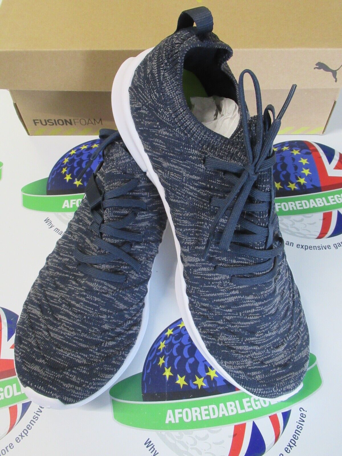 puma ladies laguna fusion knit golf shoes navy blazer-quiet shade uk size 6.5