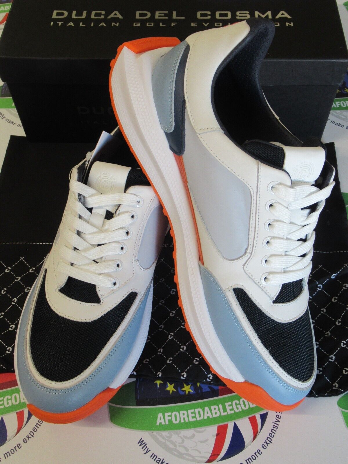 duca del cosma italian leather davanti golf shoes light blue uk size 11