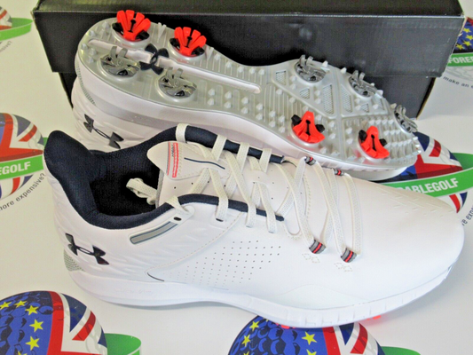 under armour hovr drive 2 wide waterproof golf shoes white/silver uk size 9